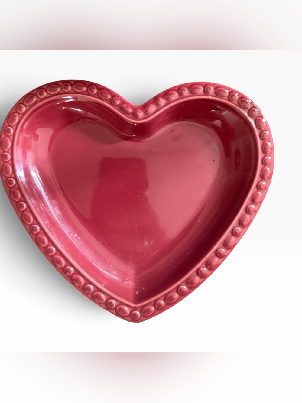 LONGABERGER POTTERY HEART DISH-RED PAPRIKA PLATE-CANDLE PLATE-TRINKET/CANDYDISH